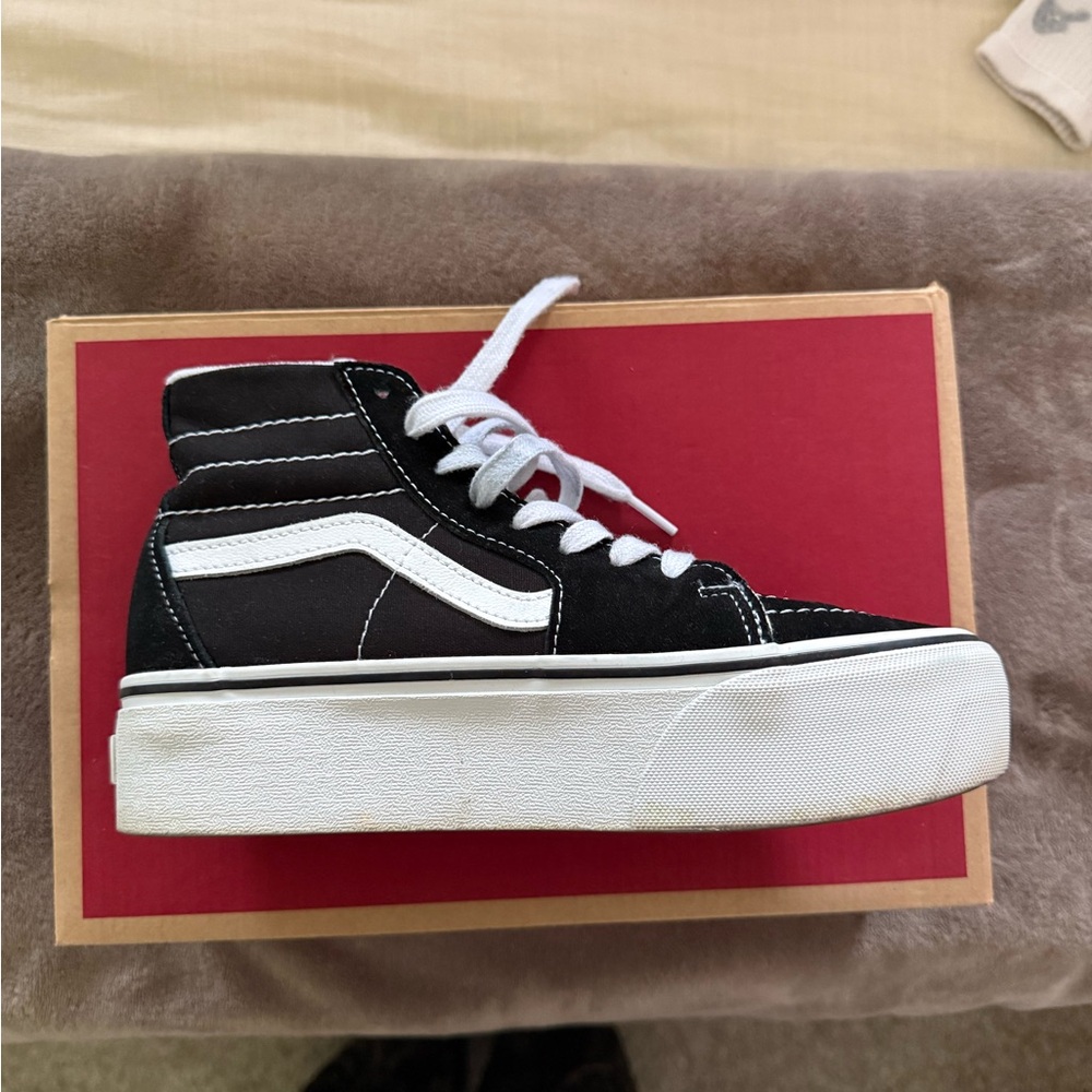 Vans Black and White Sk8-Hi Tapered Sneakers